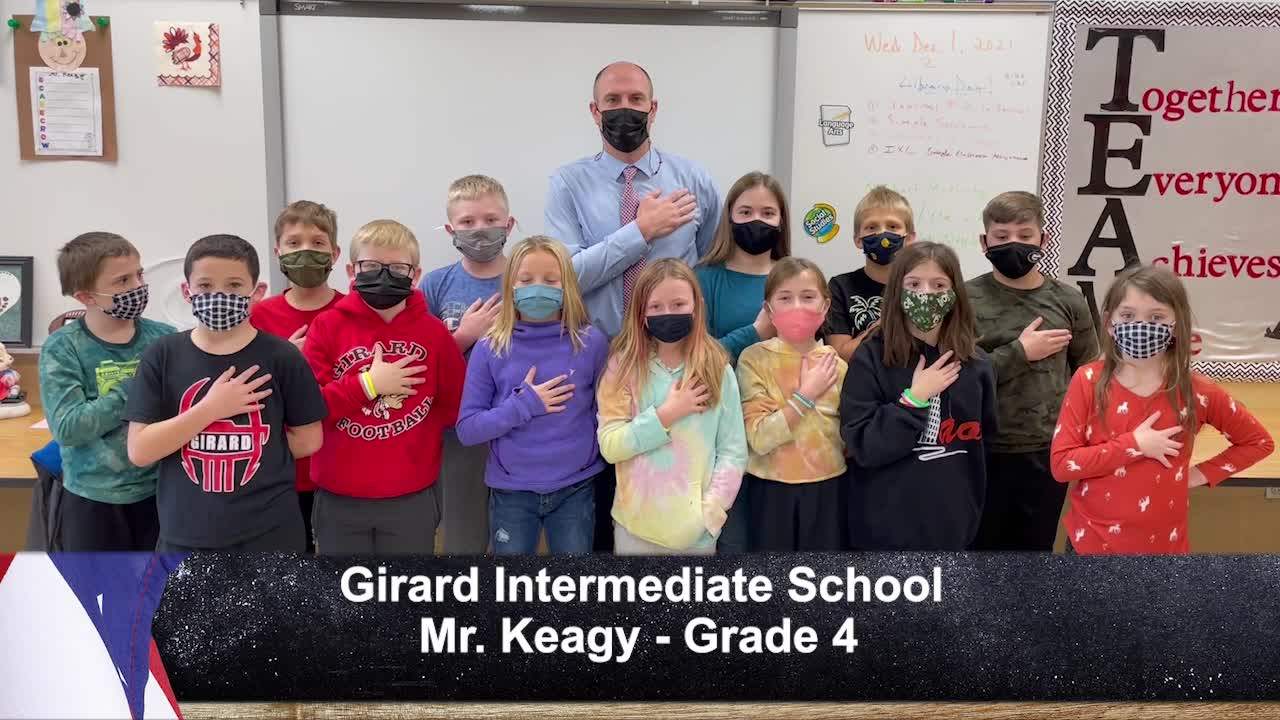 Pledge of Allegiance Girard Intermediate School Mr. Keagy Grade 4 WYTV